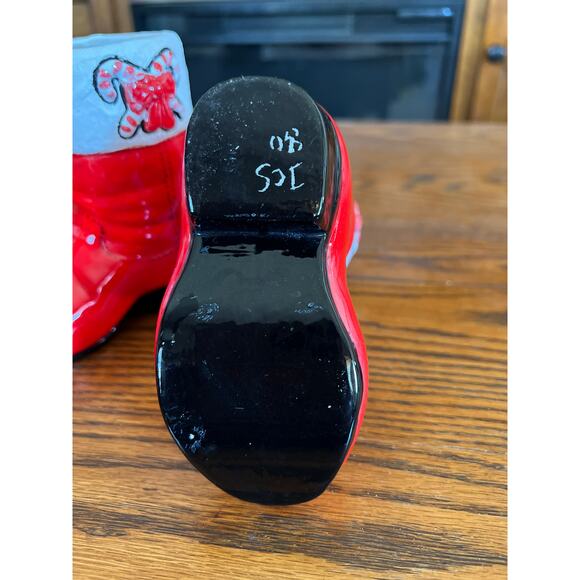 Vtg Santa Cowboy Set Boots Christmas Decor Candy Holder - Picture 4 of 4